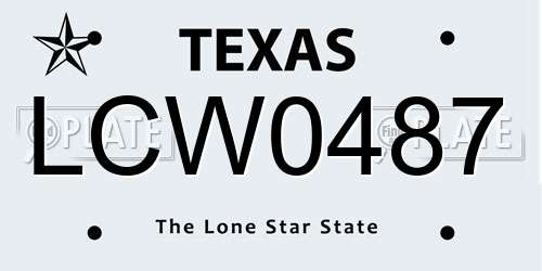 LCW0487 Texas License Plate