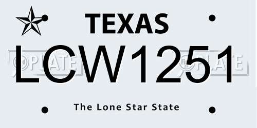 LCW1251 Texas License Plate