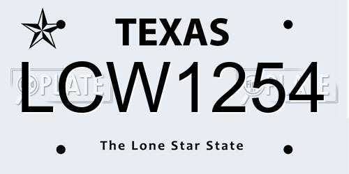 LCW1254 Texas License Plate