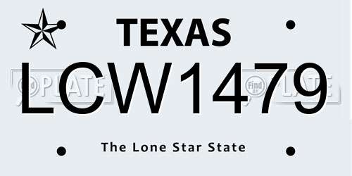 LCW1479 Texas License Plate