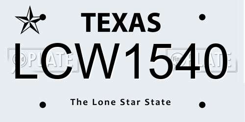 LCW1540 Texas License Plate