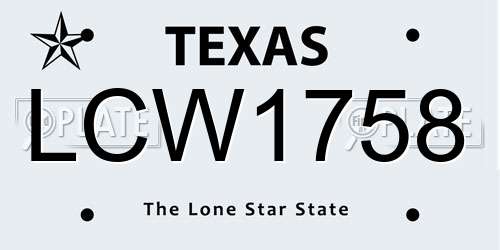 LCW1758 Texas License Plate