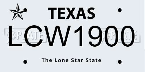 LCW1900 Texas License Plate