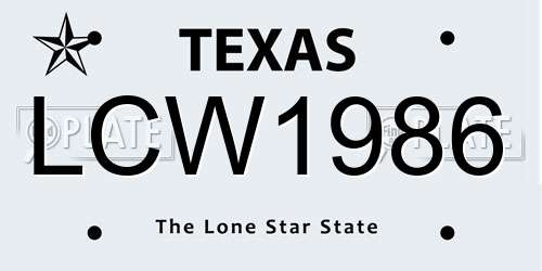 LCW1986 Texas License Plate