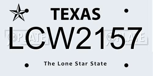 LCW2157 Texas License Plate