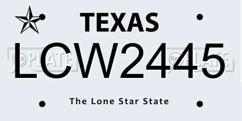 LCW2445 Texas License Plate