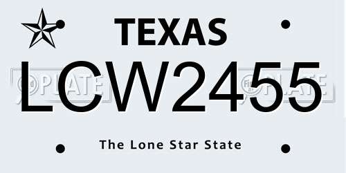 LCW2455 Texas License Plate