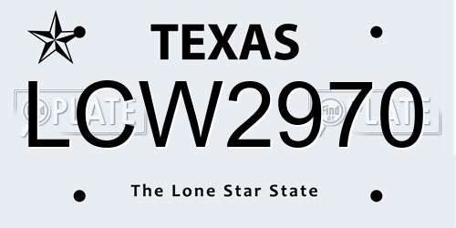 LCW2970 Texas License Plate