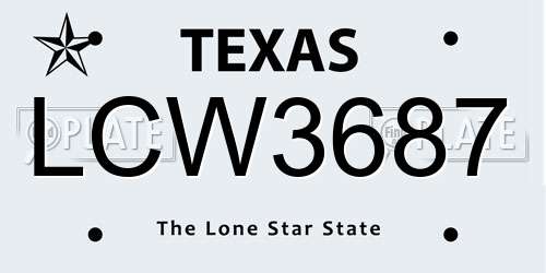LCW3687 Texas License Plate