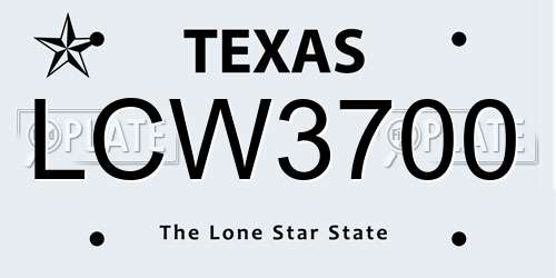 LCW3700 Texas License Plate