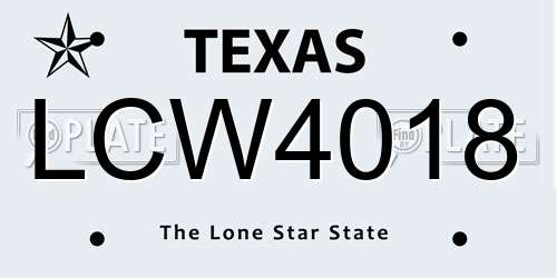 LCW4018 Texas License Plate