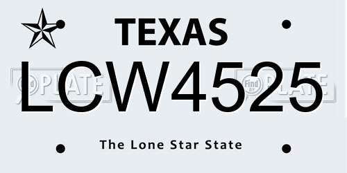 LCW4525 Texas License Plate