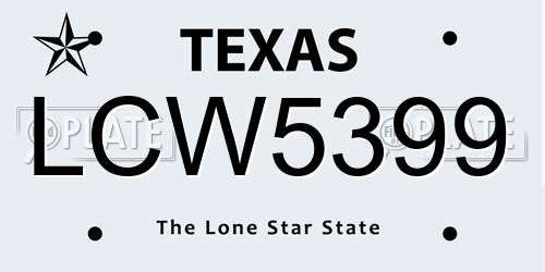 LCW5399 Texas License Plate