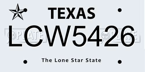 LCW5426 Texas License Plate