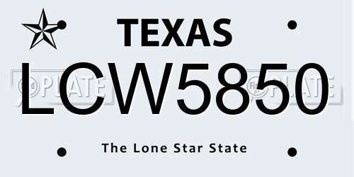 LCW5850 Texas License Plate