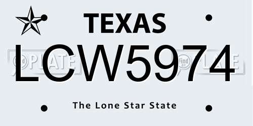 LCW5974 Texas License Plate