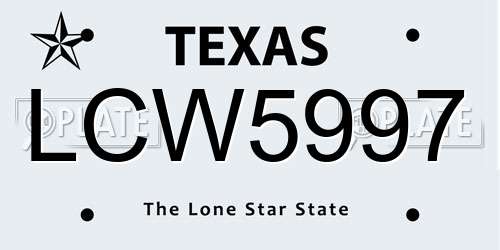 LCW5997 Texas License Plate