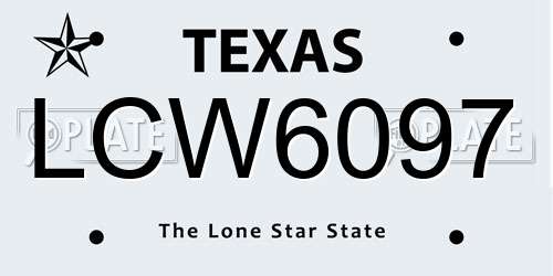 LCW6097 Texas License Plate