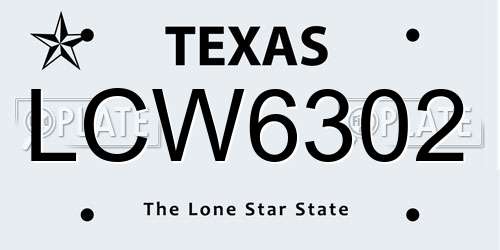 LCW6302 Texas License Plate