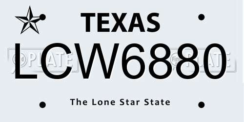 LCW6880 Texas License Plate
