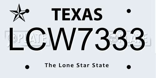 LCW7333 Texas License Plate