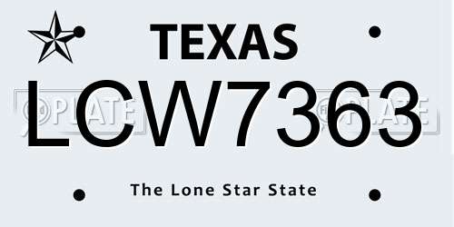 LCW7363 Texas License Plate