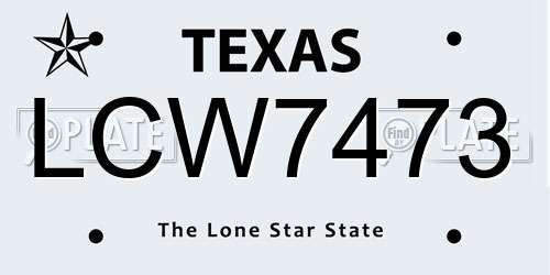 LCW7473 Texas License Plate