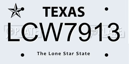 LCW7913 Texas License Plate