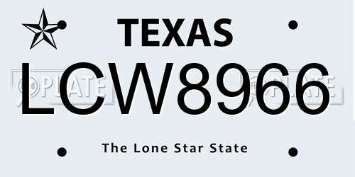 LCW8966 Texas License Plate