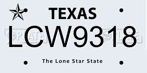 LCW9318 Texas License Plate