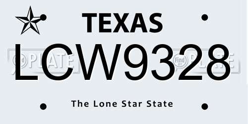 LCW9328 Texas License Plate