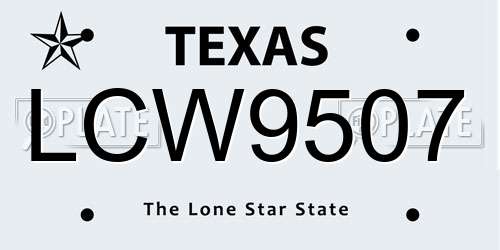 LCW9507 Texas License Plate