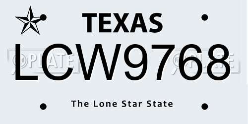 LCW9768 Texas License Plate