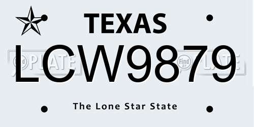 LCW9879 Texas License Plate