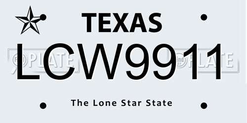 LCW9911 Texas License Plate