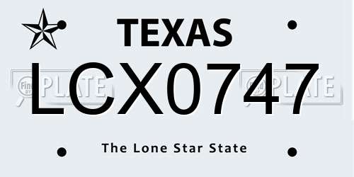 LCX0747 Texas License Plate