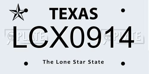 LCX0914 Texas License Plate