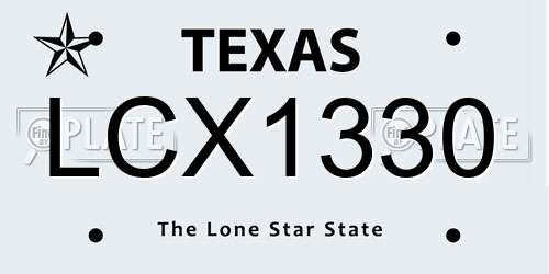 LCX1330 Texas License Plate