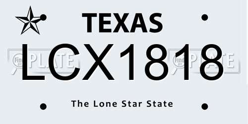 LCX1818 Texas License Plate