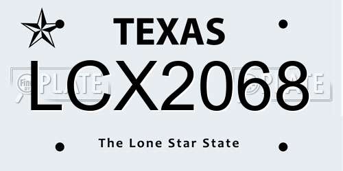 LCX2068 Texas License Plate