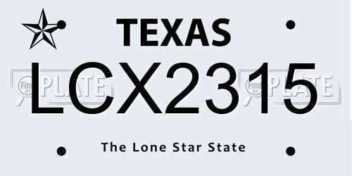 LCX2315 Texas License Plate