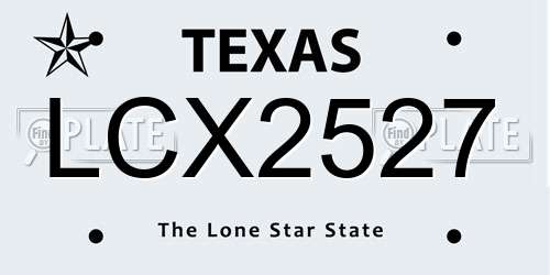 LCX2527 Texas License Plate