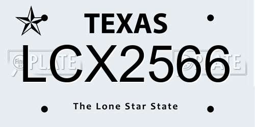 LCX2566 Texas License Plate