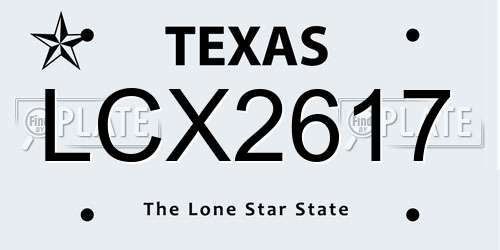 LCX2617 Texas License Plate