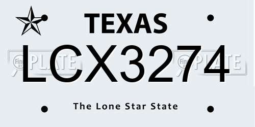 LCX3274 Texas License Plate