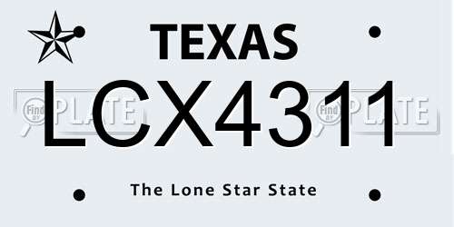 LCX4311 Texas License Plate
