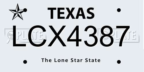 LCX4387 Texas License Plate