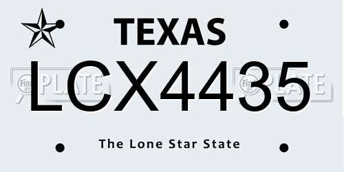 LCX4435 Texas License Plate