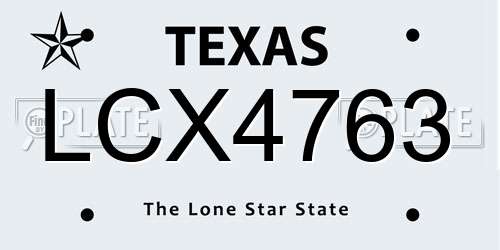 LCX4763 Texas License Plate