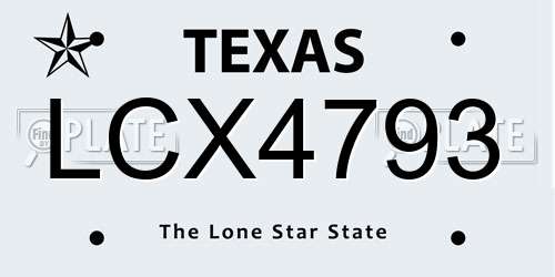 LCX4793 Texas License Plate